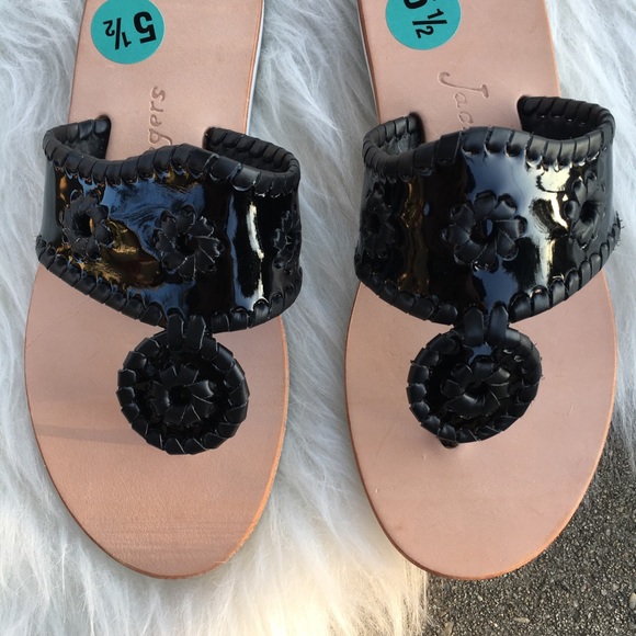 Jack Rogers Black Patent Leather Boating Sandals - Picture 5 of 7